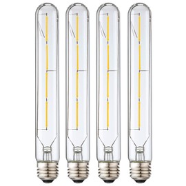 XININSUN T10 Led Bulb,8.9 Inch Long Tubular Led Light Bulbs,40Watt Equivalent, 400lm,E26 4W led t10 Bulb,LED Filament Light Bulb,Dimmable Long Light Bulbs,Clear Glass,4 Pack.(Daylight 4000K)