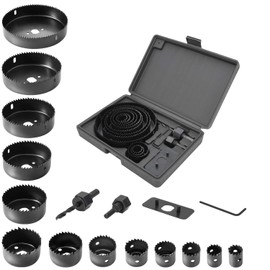 Luckyway 17-Piece Hole Saw Kit, Hole Saw Set, 3/4" to 5" Hole Saw with Hole Saw Mandrel for Wood,Plastic,PVC and Drywall