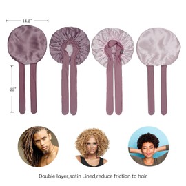 BONNET QUEEN Silk Bonnet for Sleeping Women Hair Bonnet Reversible Double Layer Satin Bonnet Tie Bonnet Sleep Satin Hair Wrap Night Cap for Curly Hair Tan Pink