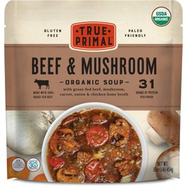 True Primal Beef & Mushroom Organic Soup 8-pack, Ready to eat, Gluten free, Paleo, Grass-fed beef, Whole30, Keto, AIP, Bone broth