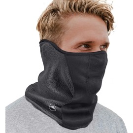 Tough Headwear Half Ski Mask - Fleece Lined Winter Face Mask - Stretch Neck Gaiter for Cold Weather Gear - Skiing Accessories - Gray