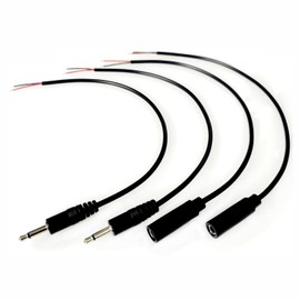 BUHCUWQB 4 PCS 3.5mm Male + Female Plug to Bare Wire Open End TS 2 Pole Mono Plug Jack Connector with Wire Cable 22cm Used in ​Audio Cable Repair (Male + Female 2 Pole)