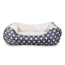 Fringe Studio Dot Paw Charcoal Medium Rectangular Cuddler Pet Bed 25" X 21"- Poly Filled with Faux Fur Interior - Machine Washable
