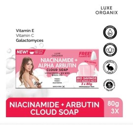 Luxe Organix Niacinamide Arbutin Cloud Soap 3x80g Gentle Cleanse Eco Bundle