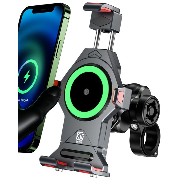 BRCOVAN Aluminium Alloy Motorcycle Mobile Phone Holder with Qi 15W