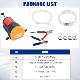 NYXOVA Oil Change Pump Extractor, 60W 12V Oil Diesel Fluid Pump Extractor Scavenge Suction Transfer Pump with Hose, Pump Oil Quick Changer for Boat, Car, Speedboat, Motorcycle (Yellow)
