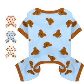 Dog Pajamas Spring Small Sized Onesie Clothes Soft Stretchy Puppy Pajamas for Small Dogs Cats Girl Pet Costume Cute Bear Printed Pjs Outifts French Bulldog Chihuahua Doggie Clothing
