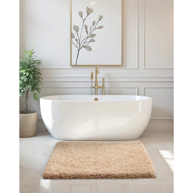 ILANGO Beige Bathroom Rugs 36" × 24" Non Slip &