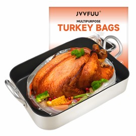 JVVFUU Multipurpose Turkey Bags For Oven,Turkey Size 19" x 24.5", Heavy-Duty Leak-Resistant Roasting Bags,Turkey Brine Bag (16)