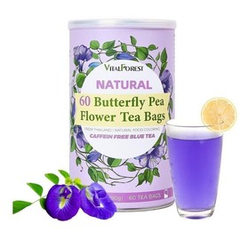 Dried Butterfly Pea Flower Tea Bags 60 Dried Butterfly Pea Flower Tea Bags, VitalForest Butterfly Blue Pea Flower Te