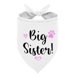 Dog Bandana, Big Sister Dog Bandana, Dog Scarf Classical White Printing, Dog Scarf Accessories, Dog Bandana Pet Scarf, Pet White Scarf Gender Reveal Accessories, Pet Scarf, Dog Bandana Gift (E20)