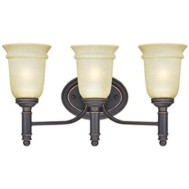 Westinghouse 6342800 Montrose Three-Light Indoor Wall Fixture, Oil Rubbed Bronze Finish with Highlights and Mocha Scavo Glass