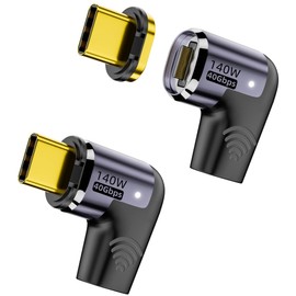 MUXER USB C Magnet Adapter L Shape, 40Gbps USB4 High Speed Data Transfer, 140W PD Rapid Charge, 4K 120Hz / 8K 60Hz HD Video Signal Transmission, USB 4.0 Type-C Magnet, Compatible with Type-C Devices