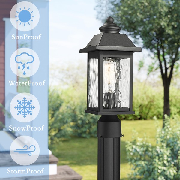 ALLGOT Outdoor Post Lantern, Exterior Post Lamp Light, Anti-Rust Black