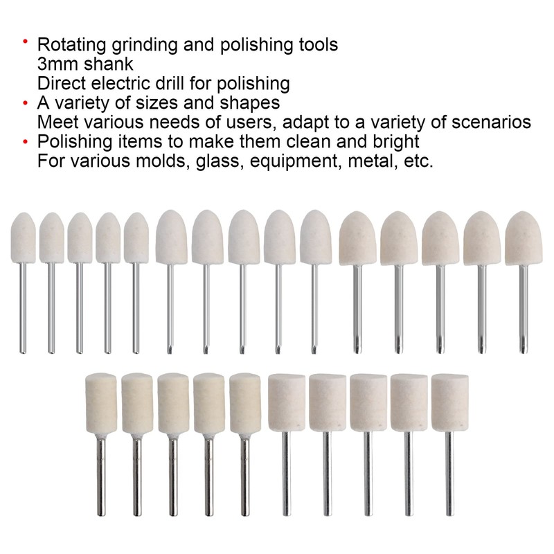 25Pcs Felt Polishing Wheel, Wool Buffing Grinding Bits Grinder Head