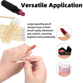 100Pcs Bamboo Handle Lip Wands, Disposable Lip Brushes, Lipstick Lip Gloss Concealer Wands Applicator Tool, MakeUp Brush, Bamboo Lip Brush for Home, Makeup Beauty Tool Kits for Women
