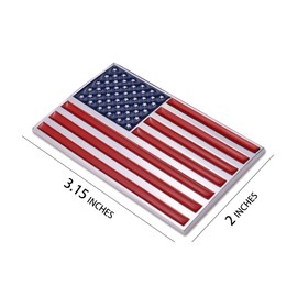3D American Flag Metal Car Sticker, 3.15" x 2" USA Flag Decal, Zinc Alloy Emblem for Truck, Car, Motocycle, Boat (Original - Pair)