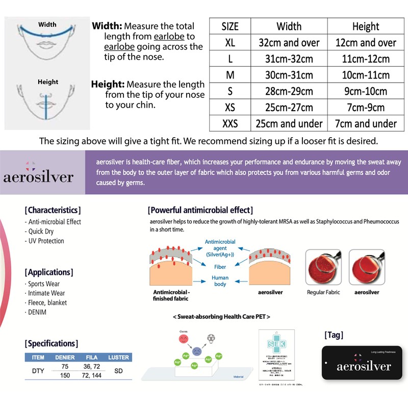 maskfactory Everyday aerosilver, Reusable, Double-Layer, Breathable Face Mask (3 Pack)