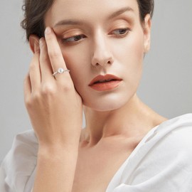 STARNNY Pearl Rings for Women Sterling Silver,7mm Cultured Freshwater Pearl Engagement Rings Band Rings for Women size8