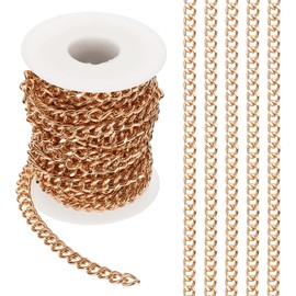 PATIKIL 16.4Ft Aluminium Curb Chains Twisted Links, 8x6mm Curb Chain Spool Jewelry Making Chains Craft Chain for Necklace Bracelet Earring, Rose Gold
