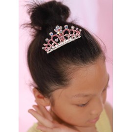 Jwicos Mini Peine De Princesa Con Flores Para Niñas, Pequeño Peine De Cristal Con Diamantes De Imitación, Mini Diadema Decorativa Para Mujeres Y Niñas (Rosa) Rosa 1 Unidad (Paquete De 1)