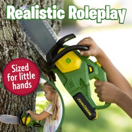 John Deere Power Tools Chainsaw Toy, Construction Tool with Lights and Sounds, Pretend Play Toy for Boys