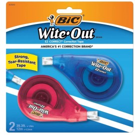 BIC Wite-Out EZ Correct Correction Tape - White, 39.3 Feet, 2-Pack
