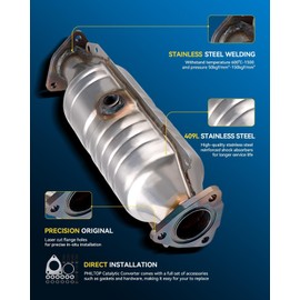 PHILTOP Catalytic Converter Compatible with 1998-2002 Accord 2.3L - Replace# OE 16370, 642682, 40234 Direct-Fit Stainless Steel (EPA Compliant)