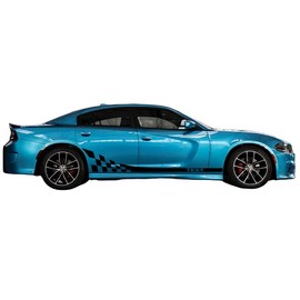 Checker Racing Stripes - FITS SXT RT SRT8 Hellcat 2006 2012 2015 Charger (Color: Gloss Black)