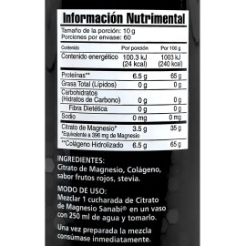 Citrato De Magnesio + Colágeno 600 G Frutos Rojos Sanabi