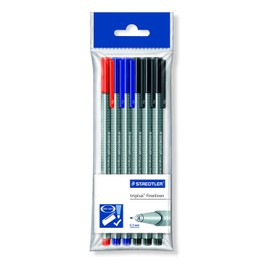 Staedtler Triplus Fineliner 334 Pens with Line Width 0.3 mm - Assorted Colours, Pack of 6