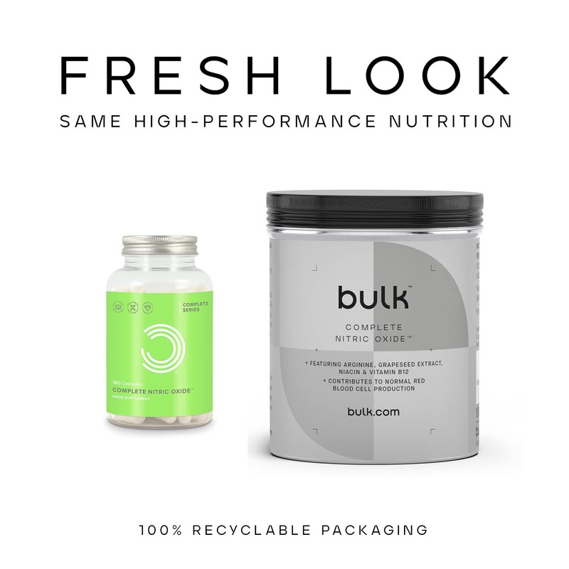 Bulk Complete Nitric Oxide Capsules, Pre Workout, Pack of 180,