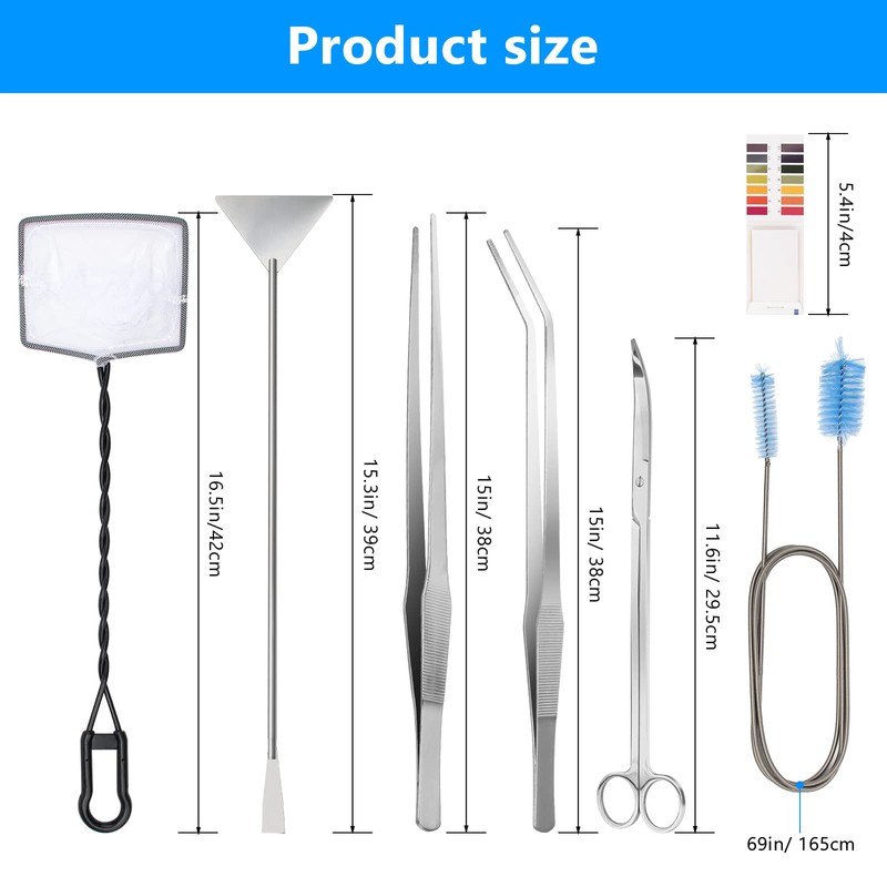 Extra Long Aquarium Aquascaping Tools Kit 8 in 1, Liveek
