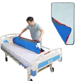 Ehucon Positioning Bed Pad with Handles,53”×30”Waterproof Transfer Mattress for Transferring/Turning/Lifting/Repositioning Bedridden Patients,Elderly-SWL330LBS(Blue（High Absorption Liquid ）)