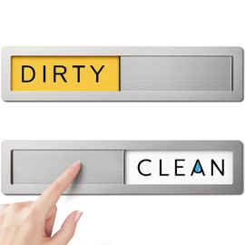Dishwasher Magnet Clean Dirty Sign - Premium Stainless Steel Kitchen Sign Funny with Three Adhesives Included, Works on Magnetic & Non-Magnetic Surfaces, Kitchen Decor Accessories, Silver