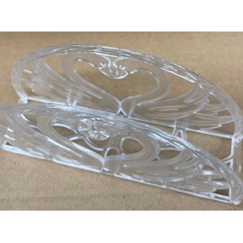 7" Napkin Holder - Double Swan Heart Design 12 Pieces/Clear