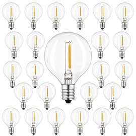 YI LIGHTING Dimmable Clear Globe G40 LED Bulbs Replacement Bulbs E12 C7 Screw for Indoor Outdoor Patio String Lights (Pack of 25)