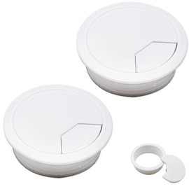 2 Pieces Desk Grommet, Desk Cable Wire Grommet Cord, PC Computer Desk Plastic Grommet, Tidy Wire Hole Cover Wire Organizers, 60 mm/ 2.36 Inch Mounting Hole Diameter (White)