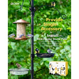 iBorn Bird Feeders Station Mesh Tray and Ring for 1” Pole Stand Station Outdoor Accessory for Humming Bird Feeders for Outside,Fit for 1 Inch Pole, Pack of 1 (Mesh & Water tray, Pack of 2)
