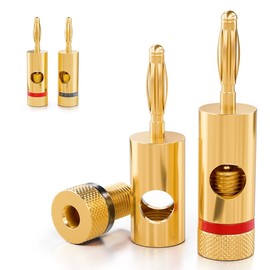 deleyCON 4 x Banana Plugs Gold-Plated and Screwable for Cable Boxes Amplifier AV Receiver Power Amplifier HiFi Stereo Systems