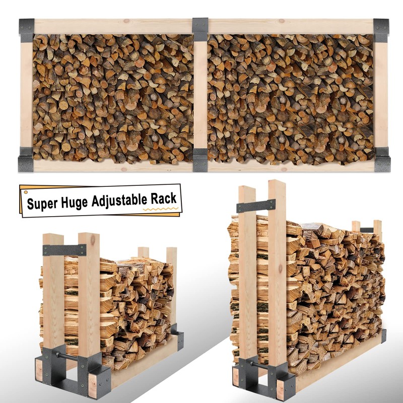 MOFEEZ Outdoor Firewood Log Storage Rack 2x4 Bracket Kit, Fireplace