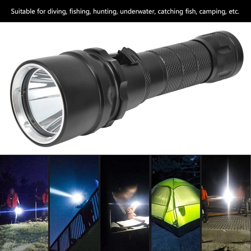 Dechoga Flashlight, Dibrite L25000lm, Stepless Dimming Diving Light, Vacuum Electroplating,