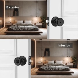 STARPY Black Door Knobs, Pismo Door Knob with Lock, Privacy Door Handles Interior for Bath & Bed (Privacy, Matte Black, 1)