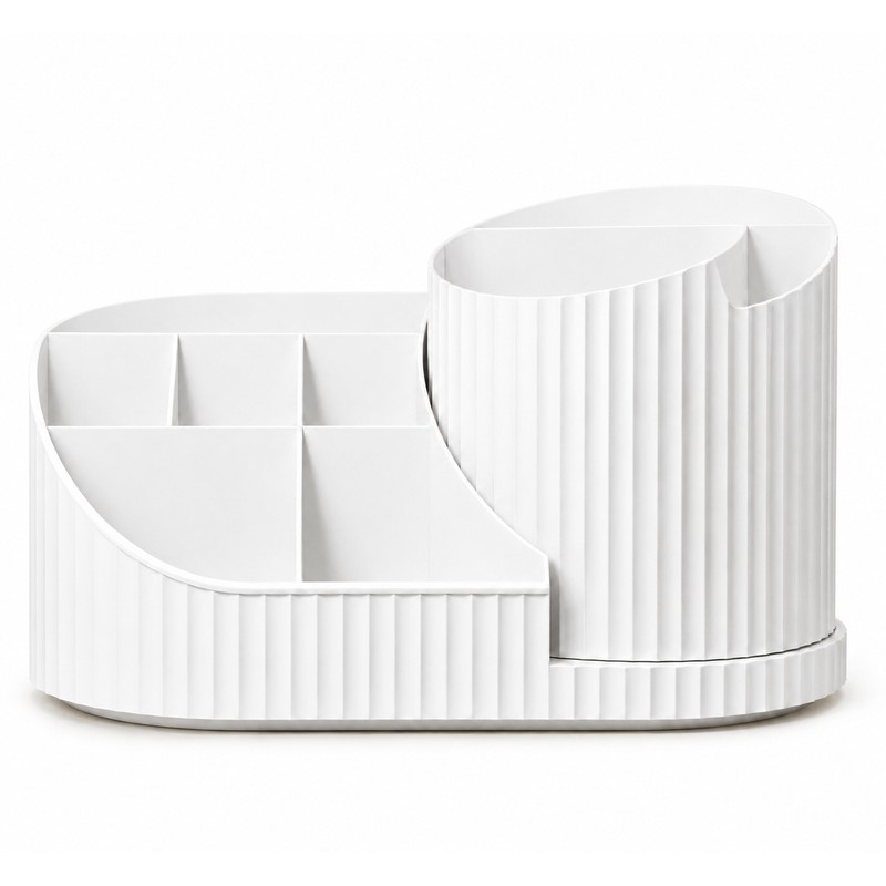 360° Rotating Makeup Organizer with Brush Holder – Large Vanity