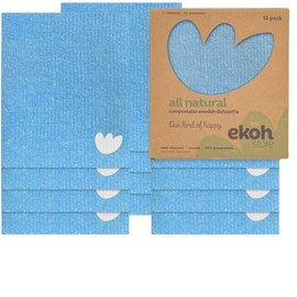 EKOH Swedish DishCloths 12 Pack, Reusable Paper Towels, Swedish Dish Cloths for Kitchen, Reusable Paper Towels Washable,Eco Friendly Cellulose Sponge, Blueberry