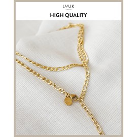 LUUK LIFESTYLE Necklace Plain stainless steel, modern design, women fashion accessories, fashion trend, filigree, gift idea, unique and chic style, everyday jewellery, 20” chain length, gold