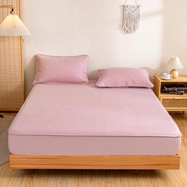 USEEWOOW Fitted Sheet, Mattress Pad, Mattress Cover, Bed Pad, Ultrasonic Crimping, Three-Layer Construction, Bed Cover, No Pilling, Bed Sheet, Mattress Cover, Elastic All Around, Easy to Put On and