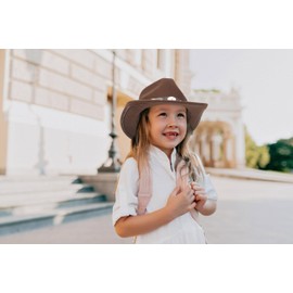 Kids Western-Cowboy-Hat for Baby-Boys-Girls Felt-Cowgirl-Hat Brown Fedora Hat Fit for 2-7 Years