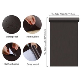 CHIHUT 17.7”x100” Dark Brown Brushed Metallic Peel and Stick Wallpaper Waterproof Stainless Steel Contact Paper for Appliances Covers Self Adhesive Wallpaper for Kitchen Backsplash Cabinets Dishwasher