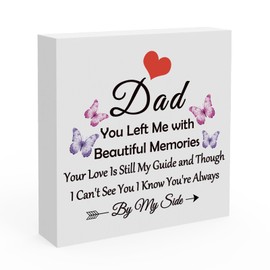 Memorial Gifts for Loss of Dad Sympathy Wooden Box Sign Desk Decor for Home Office Condolences Grief Gift Shelf Table Decoration for Loss of Dad Father Remembrance Gifts Wood Plaque Decor Sign